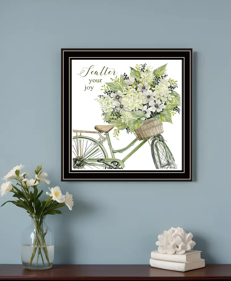 SCATTER YOUR JOY WITH FLOWERS Black Framed Print Wall Art