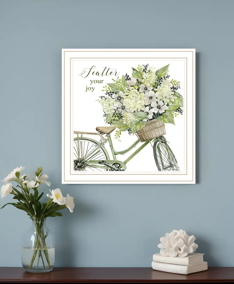 SCATTER YOUR JOY WITH FLOWERS White Framed Print Wall Art