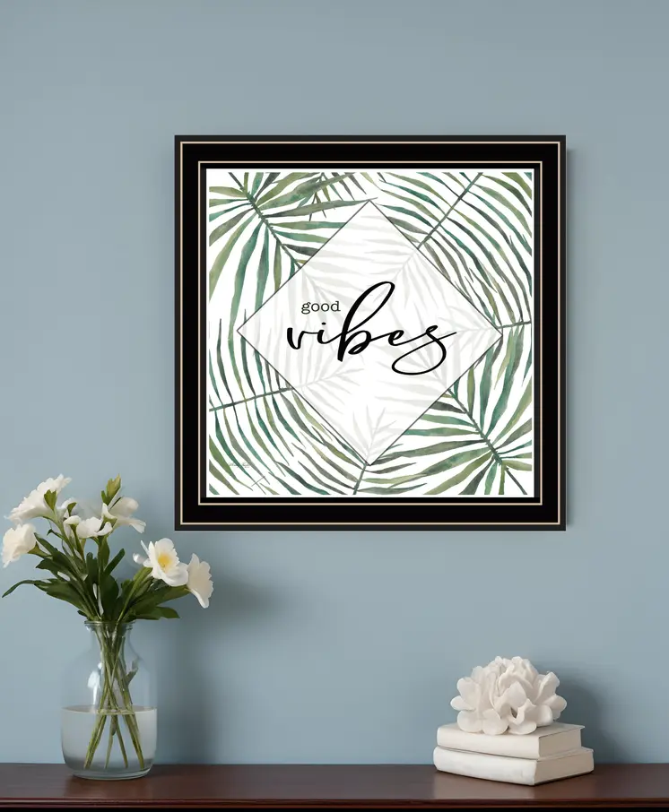 GOOD VIBES Black Framed Print Wall Art