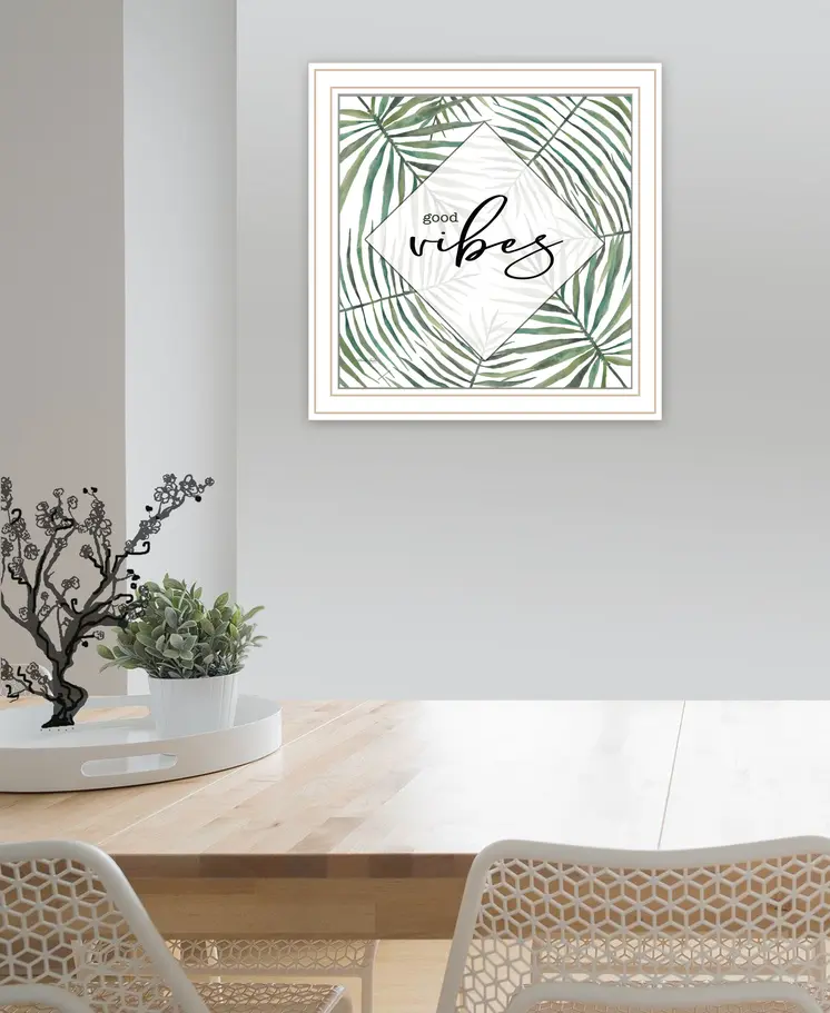 GOOD VIBES White Framed Print Wall Art