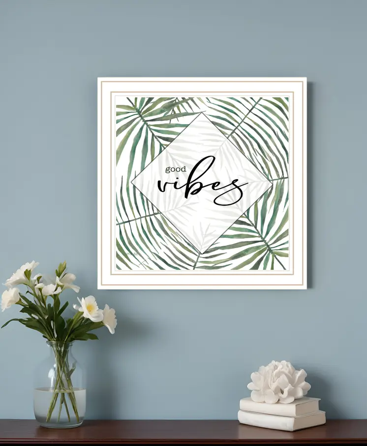 GOOD VIBES White Framed Print Wall Art