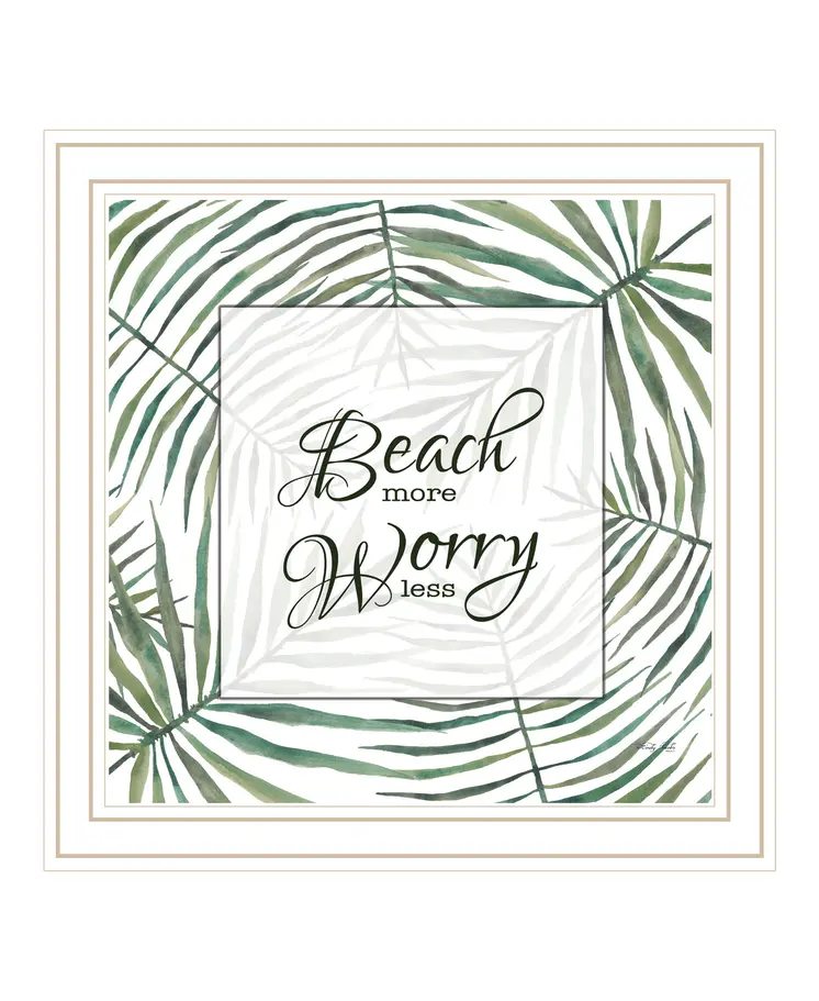 BEACH MORE WORRY LESS White Framed Print Wall Art