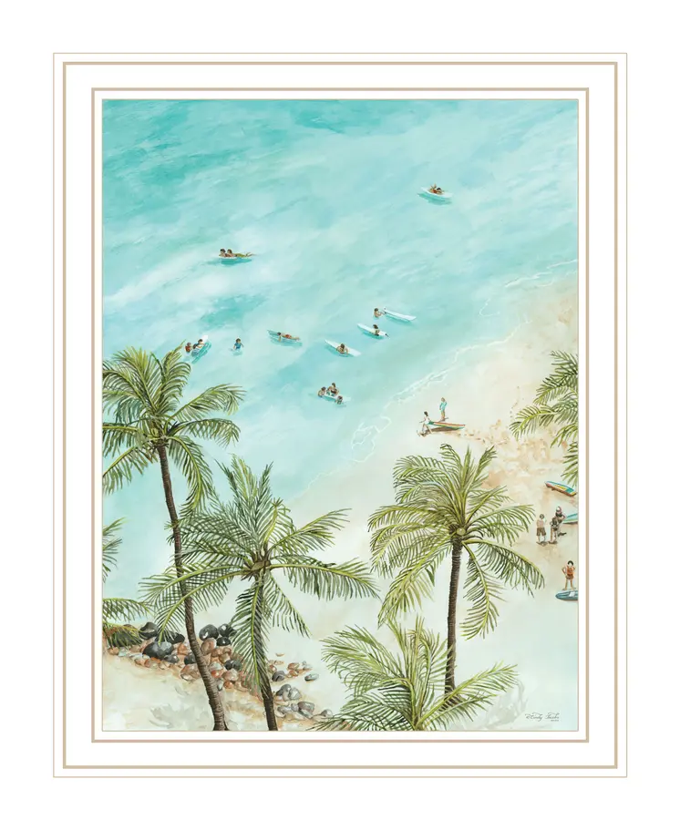 SURFING FROM AFAR White Framed Print Wall Art