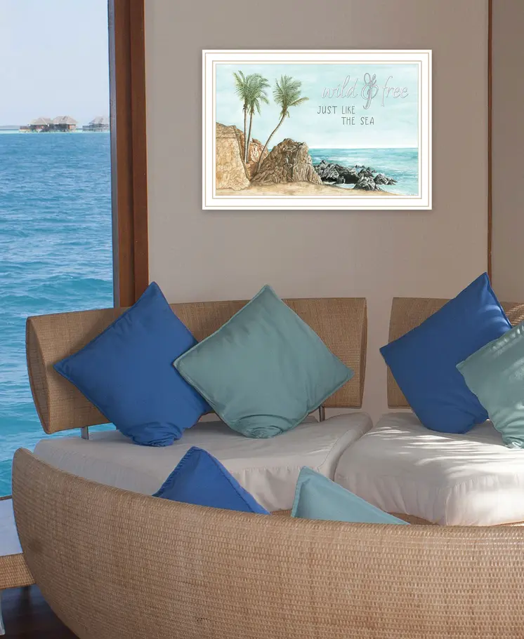 WILD AND FREE JUST LIKE THE SEA White Framed Print Wall Art