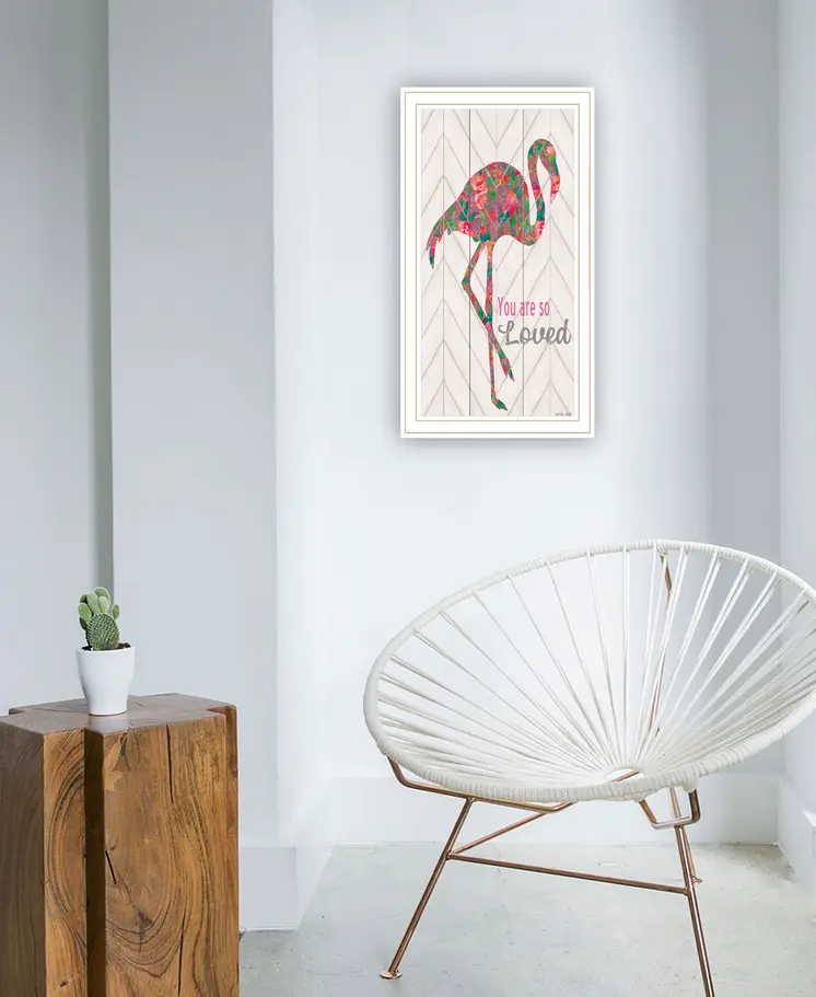 You are so loved Flamingo White Framed Print Wall Art