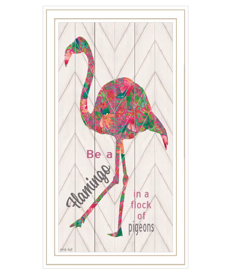 Be A Flamingo White Grooved Frame  Print Wall Art