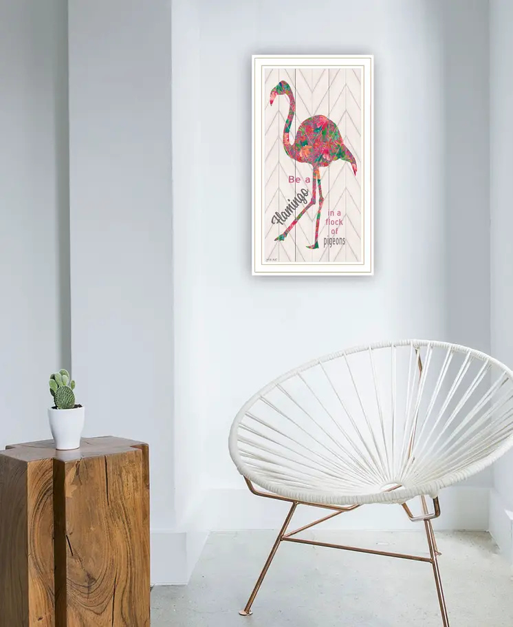 Be A Flamingo White Grooved Frame  Print Wall Art