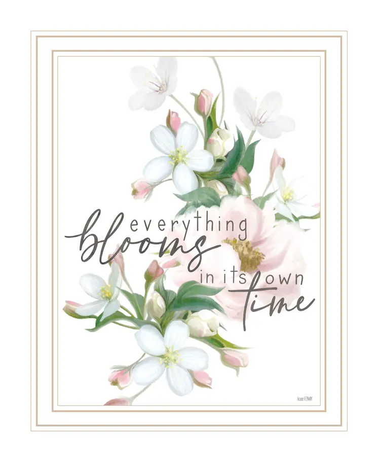 Everything Bloom White Framed Print Wall Art