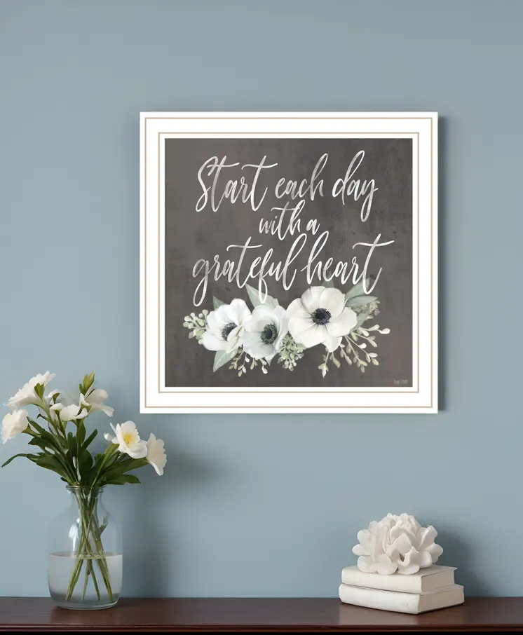 Grateful Heart White Framed Print Wall Art