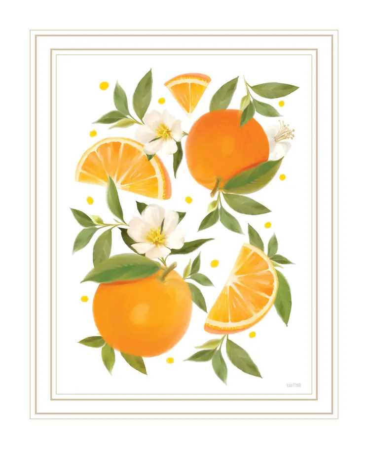 Citrus Orange Botanical White Framed Print Wall Art