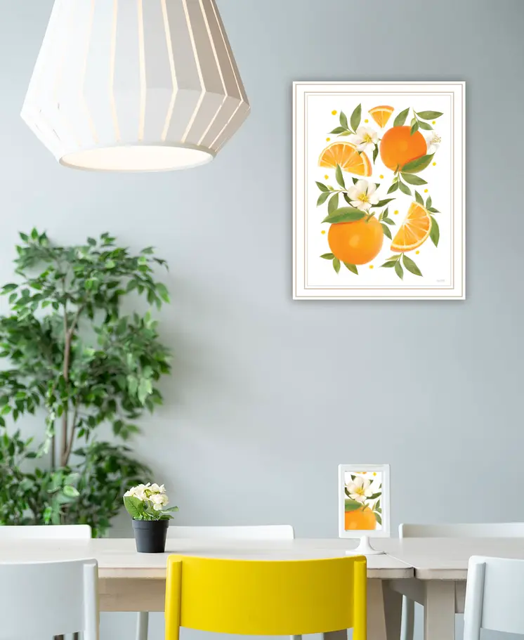 Citrus Orange Botanical White Framed Print Wall Art