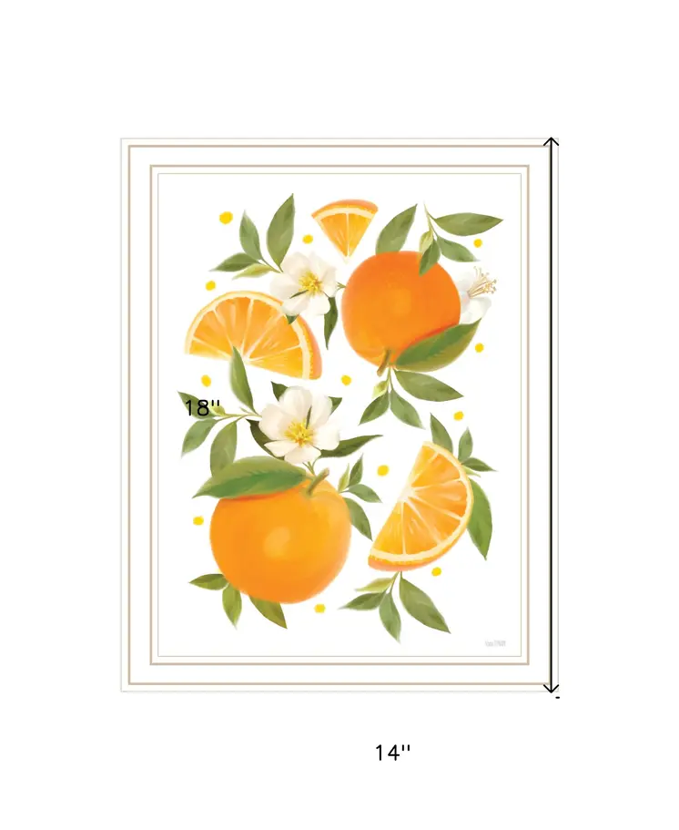 Citrus Orange Botanical White Framed Print Wall Art