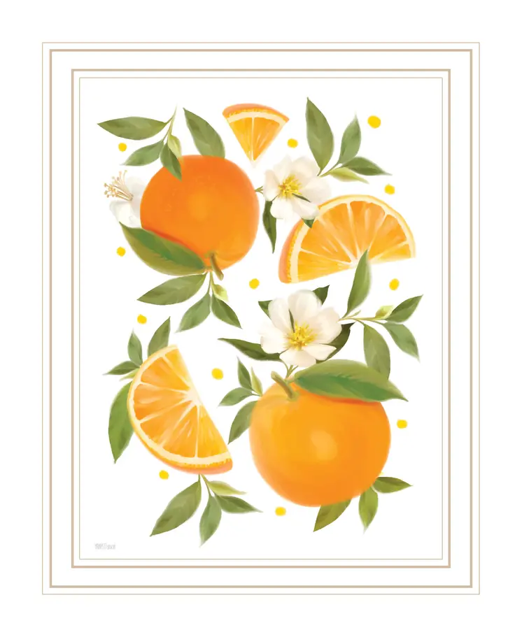 Citrus Orange Botanical White Framed Print Wall Art