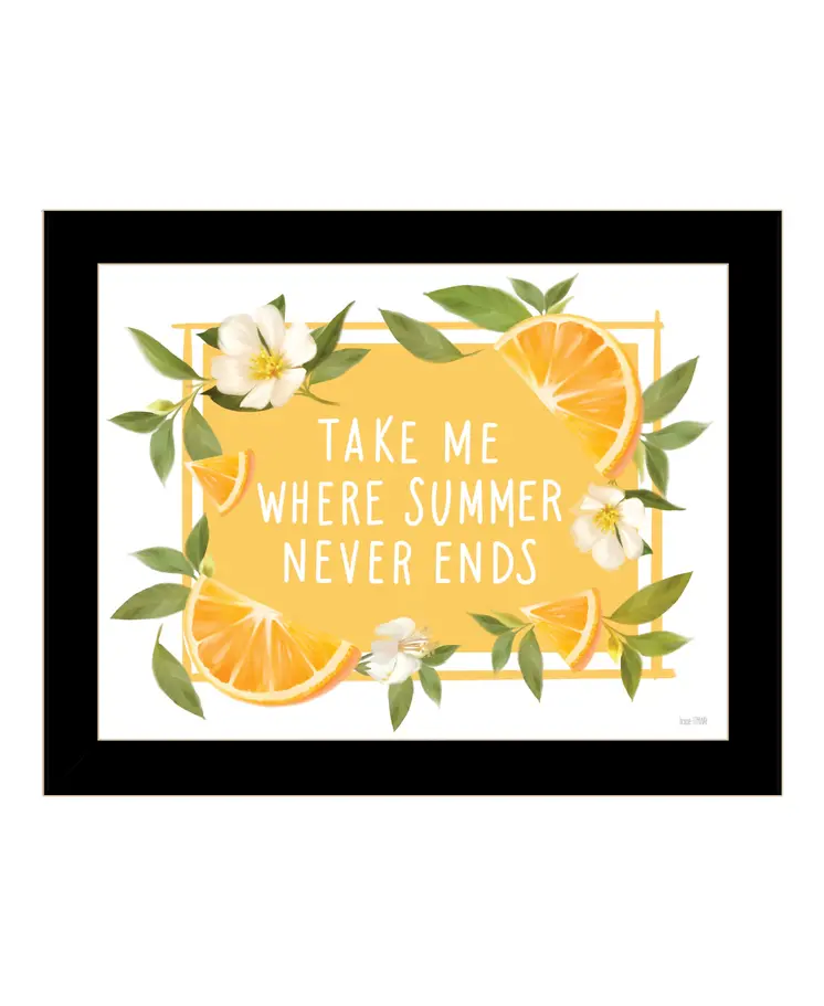 Take Me Where Summer Never Ends Black Framed Print Wall Art