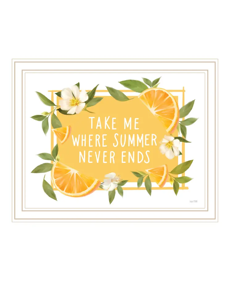Take Me Where Summer Never Ends White Framed Print Wall Art