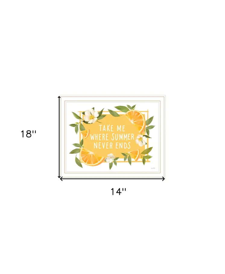 Take Me Where Summer Never Ends White Framed Print Wall Art