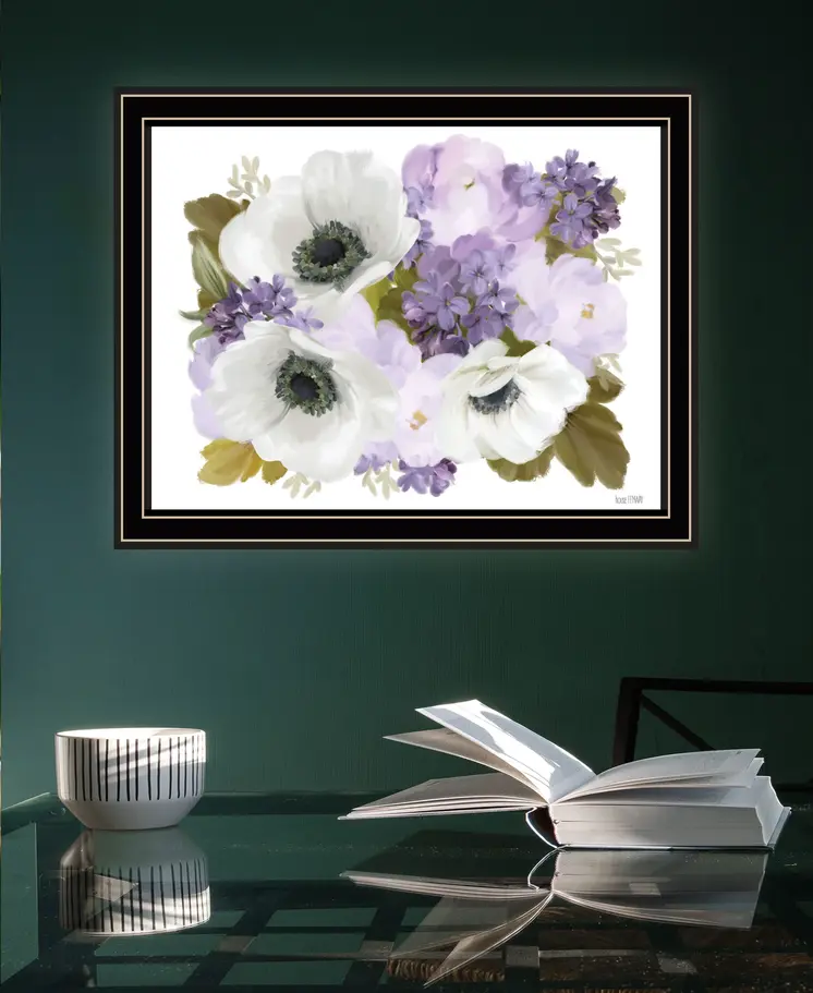 Lilacs and Anemone Black Framed Print Wall Art
