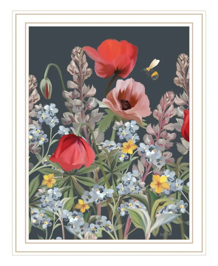 Summer Garden Buzz White Framed Print Wall Art
