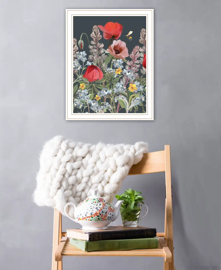 Summer Garden Buzz White Framed Print Wall Art