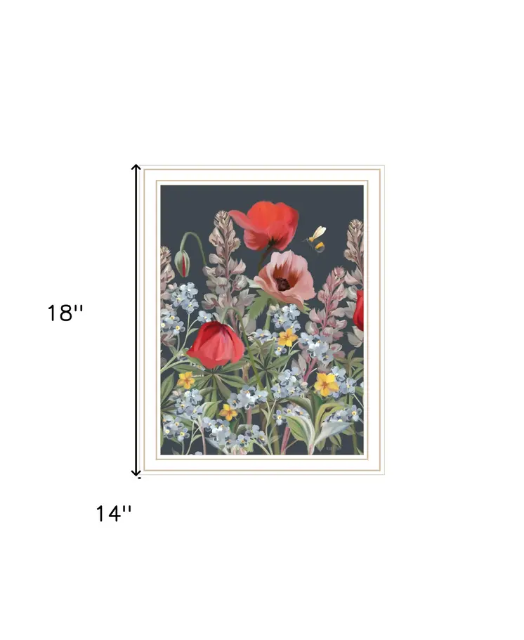 Summer Garden Buzz White Framed Print Wall Art