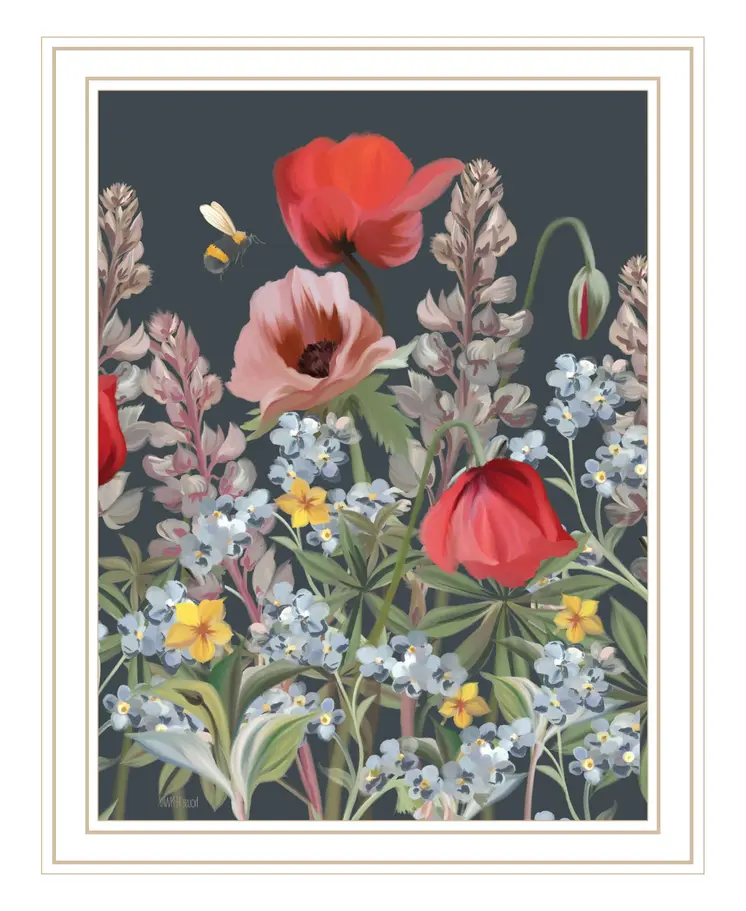 Summer Garden Buzz White Framed Print Wall Art