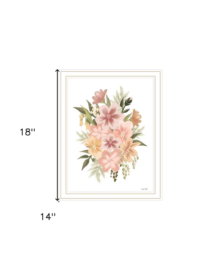 Peachy Petals White Framed Print Wall Art