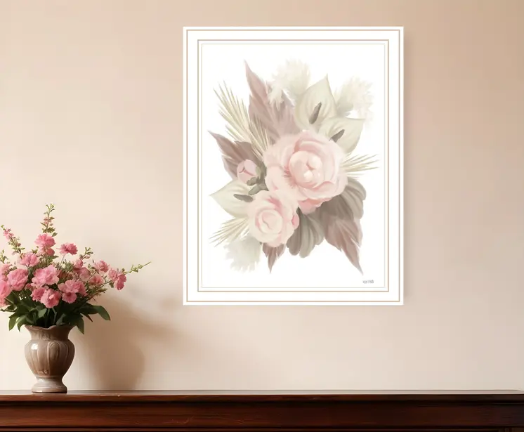 BOHEMIAN BOUQUET White Framed Print Wall Art