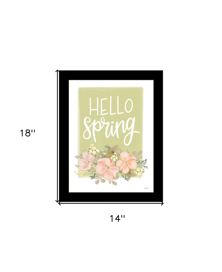 Hello Spring Floral Black Framed Print Wall Art