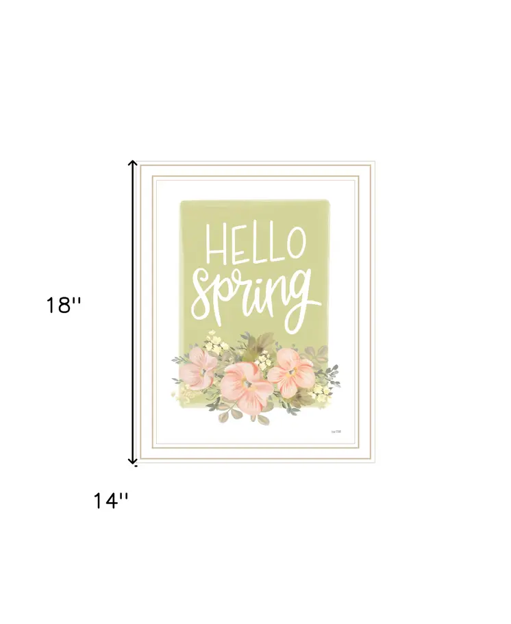 Hello Spring Floral White Framed Print Wall Art