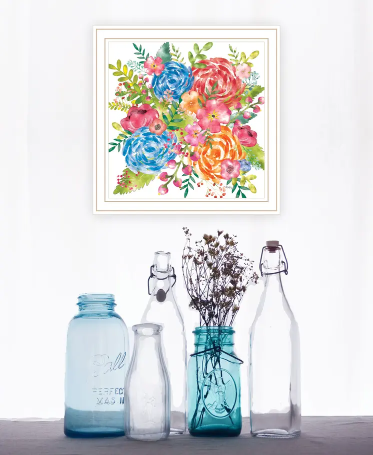 Spring Floral White Framed Print Wall Art