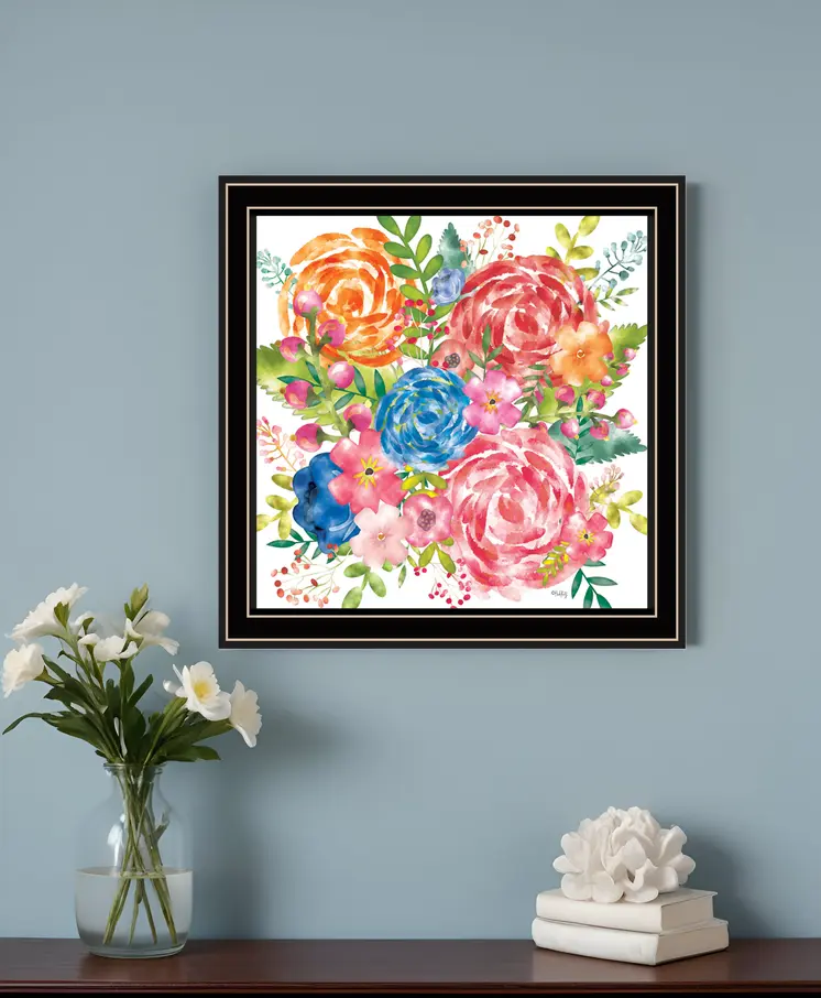 Spring Floral Black Framed Print Wall Art