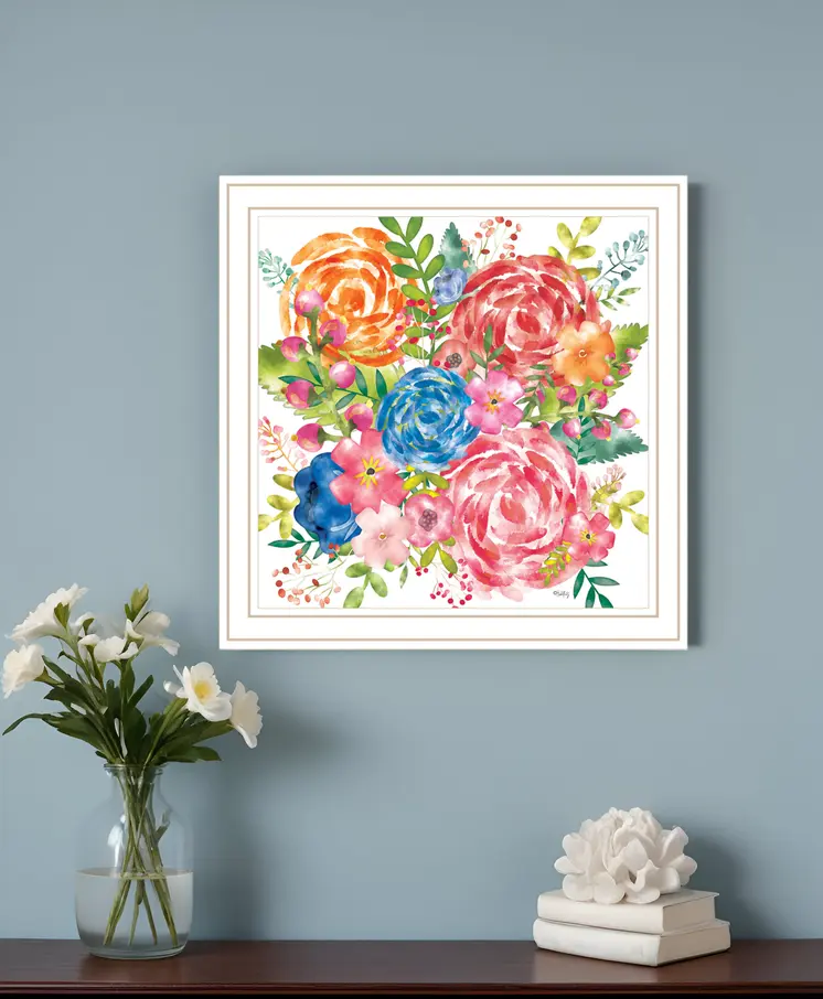 Spring Floral White Framed Print Wall Art