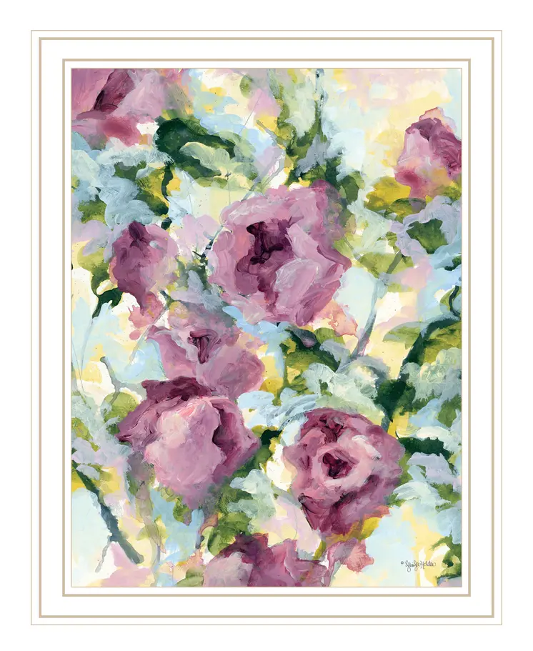 Abstract Floral White Framed Print Wall Art