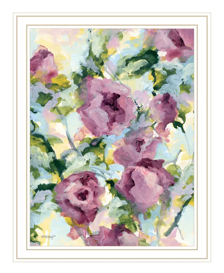 Abstract Floral White Framed Print Wall Art