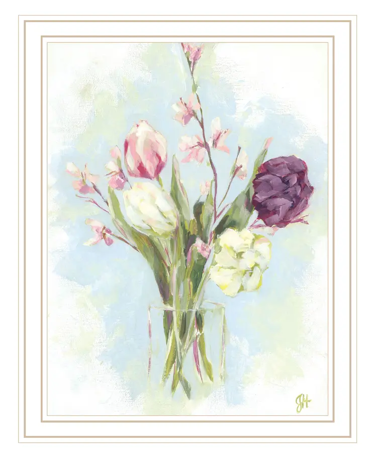 Flower Farm Bouquet White Framed Print Wall Art