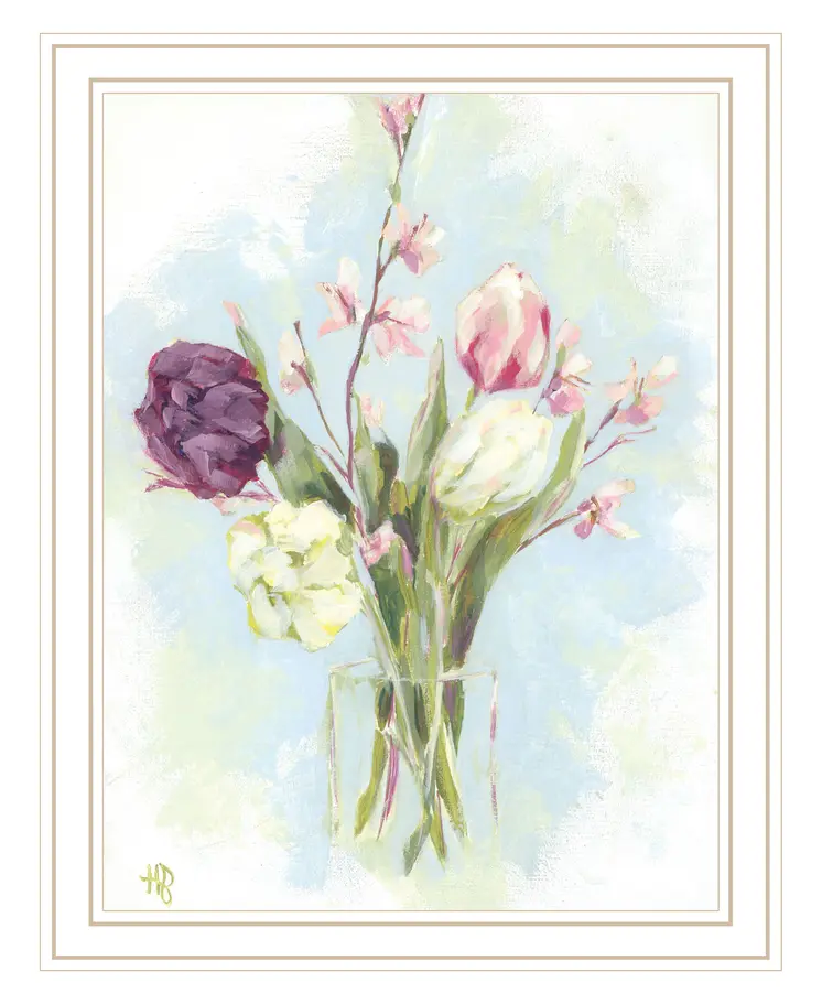Flower Farm Bouquet White Framed Print Wall Art