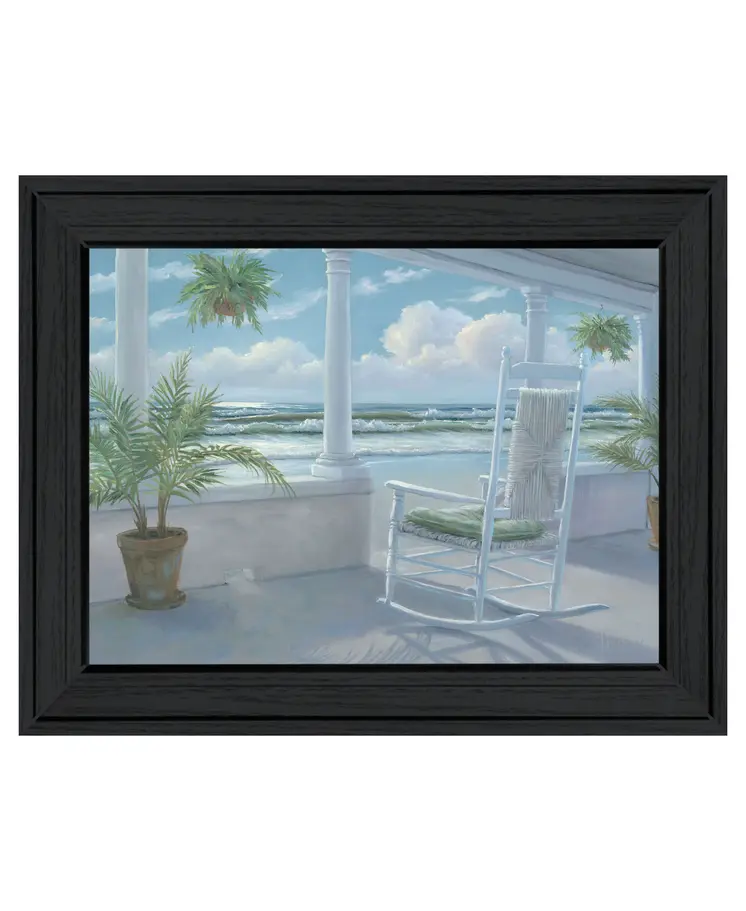 Coastal Porch Black Framed Print Wall Art