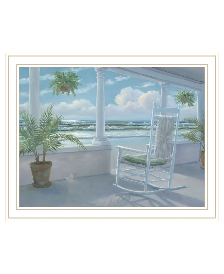 Coastal Porch White Framed Print Wall Art