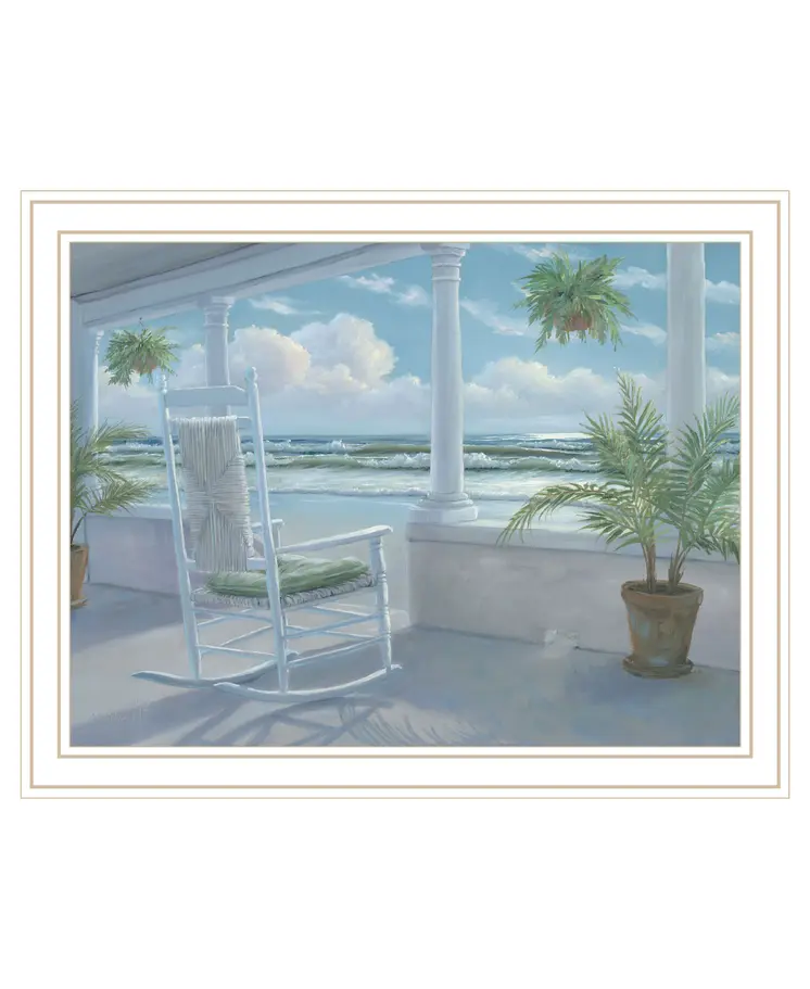 Coastal Porch White Framed Print Wall Art