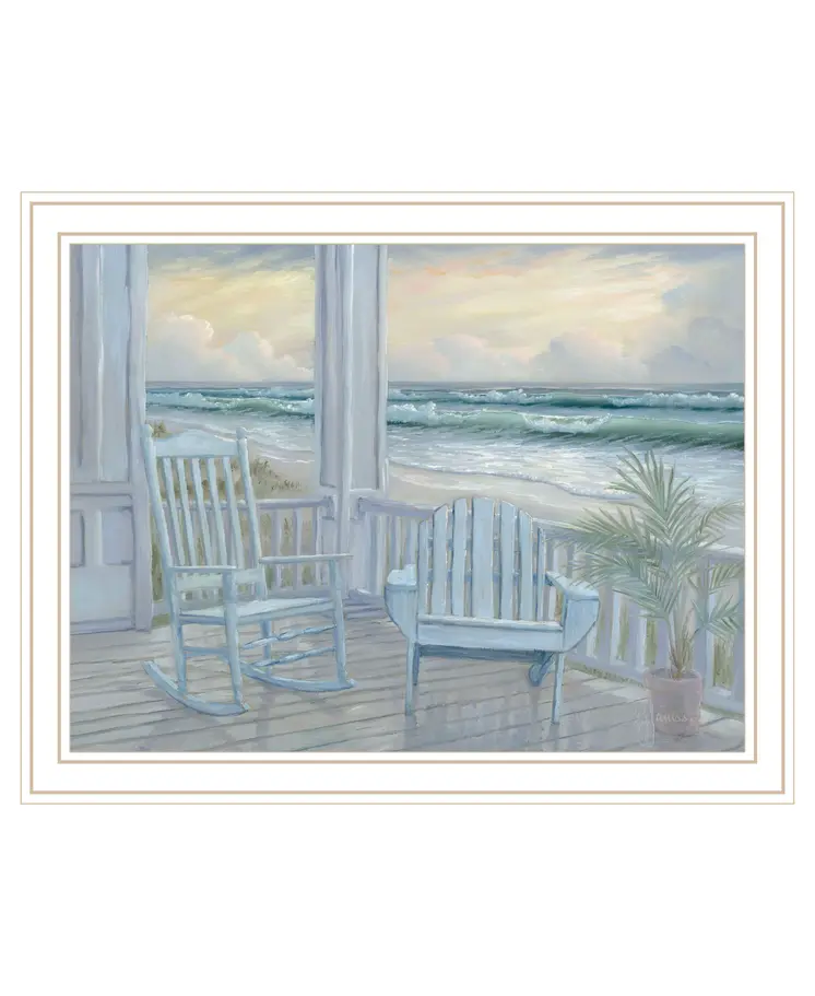 Coastal Porch White Framed Print Wall Art