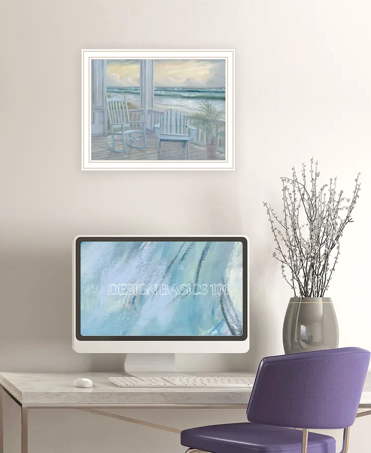 Coastal Porch White Framed Print Wall Art
