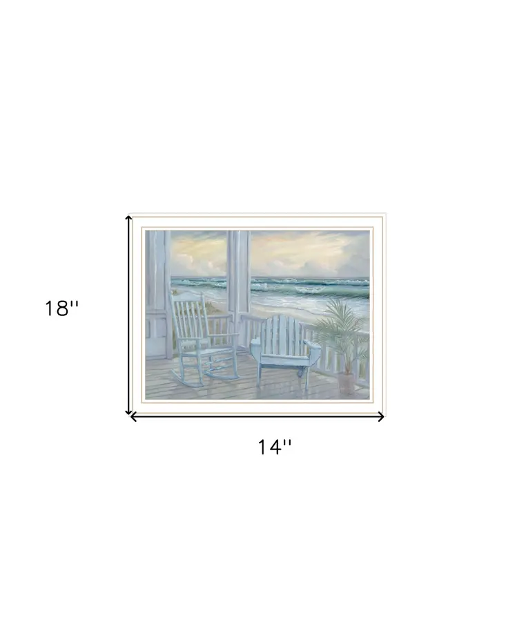Coastal Porch White Framed Print Wall Art