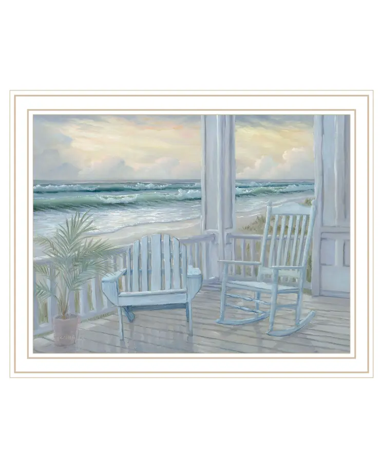 Coastal Porch White Framed Print Wall Art