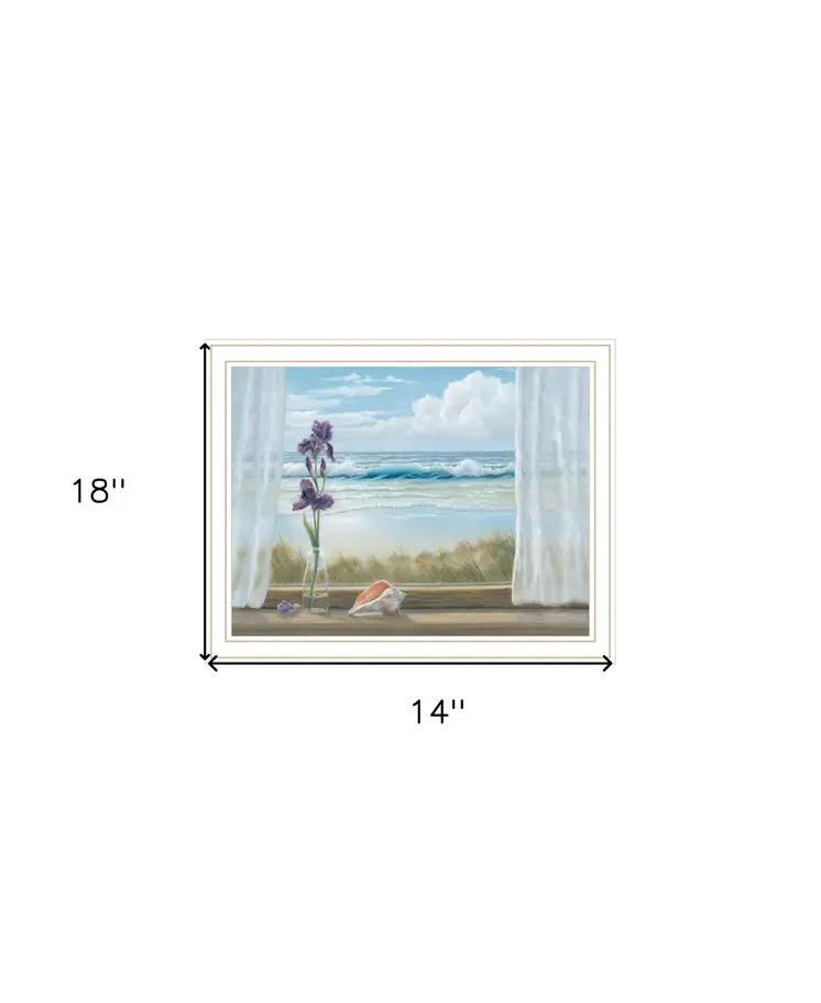 Irises on Windowsill White Framed Print Wall Art