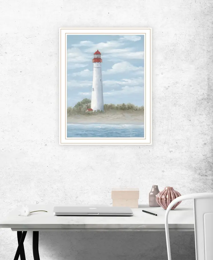 Cape May Light White Framed Print Wall Art