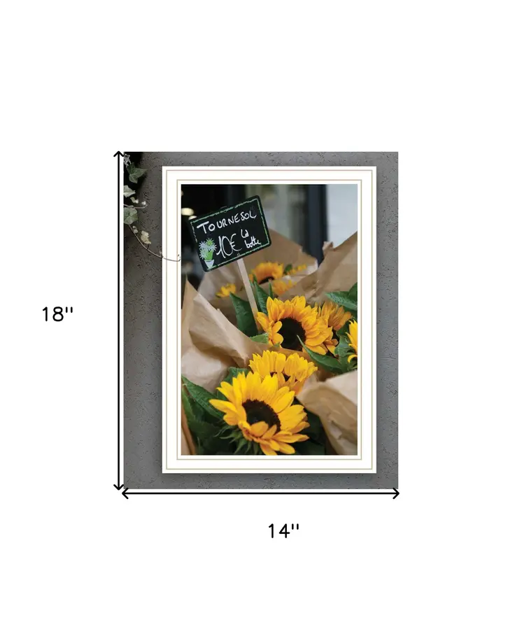 Sunflower Bouquet White Framed Print Wall Art