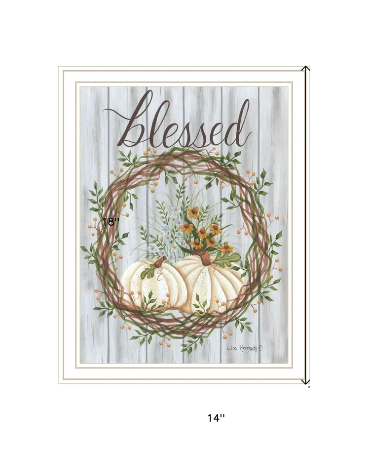 Blessed Wreath White Framed Print Wall Art
