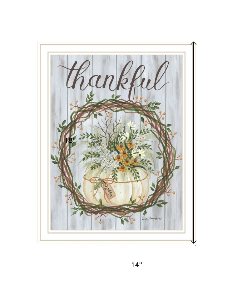 Thankful Wreath White Framed Print Wall Art