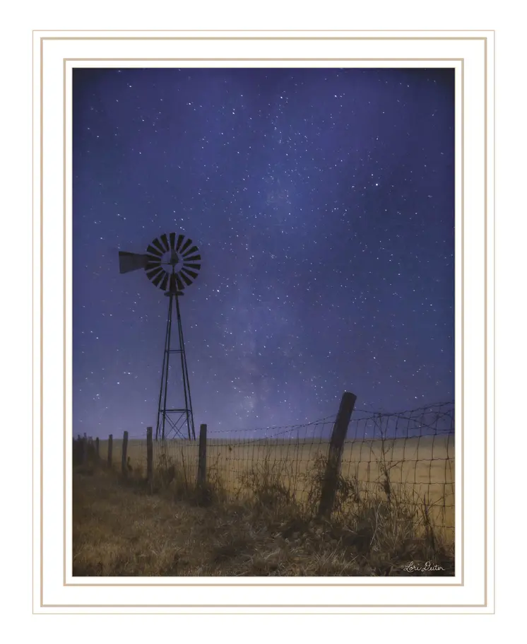 Starlit Night White Framed Print Wall Art