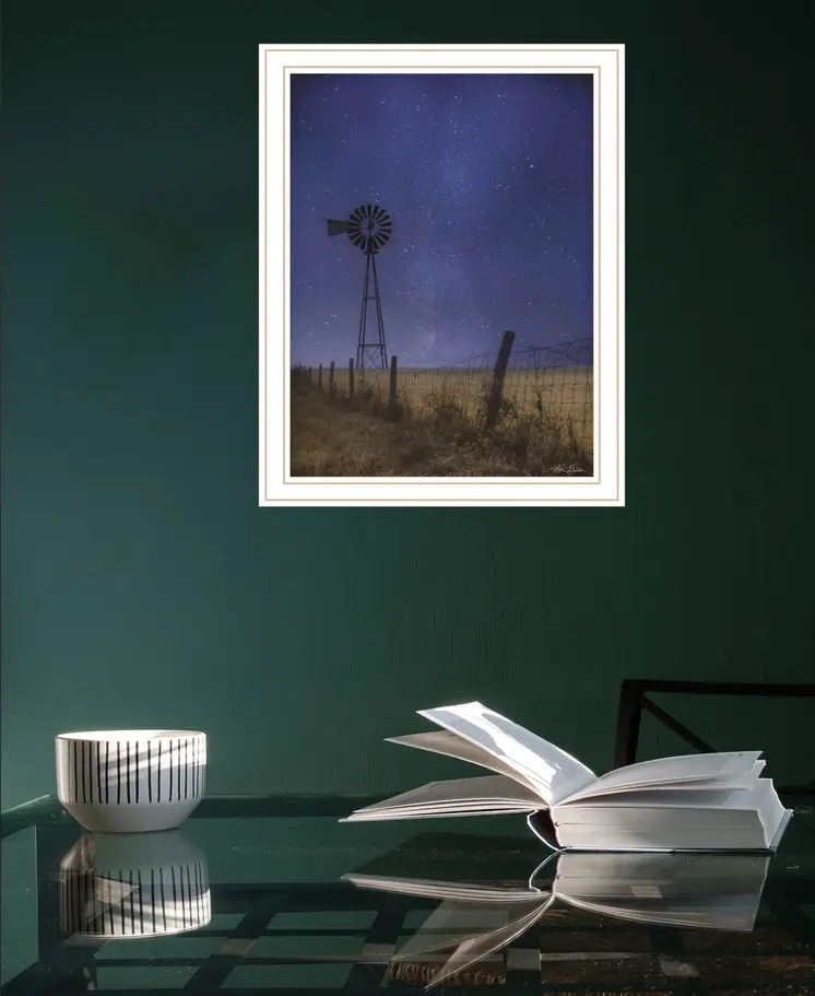 Starlit Night White Framed Print Wall Art